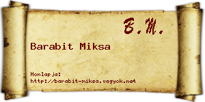 Barabit Miksa névjegykártya